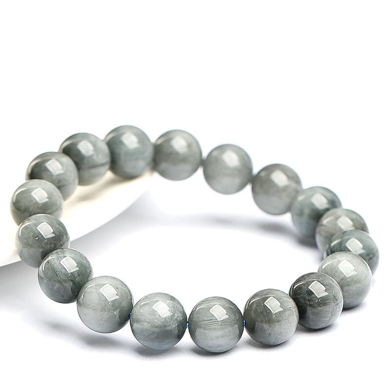Hongchu Crystal Natural7A Cat's Eye Gray Rabbit Hair Crystal Bracelet Gray Rabbit Hair Crystal Round Bead Bracelet Loose Beads Wholesale