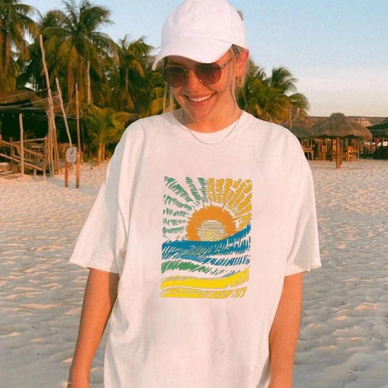 2025 Women's Casual Loose-Fit European & American High Street Printed Short Sleeve T-Shirt Trend Top