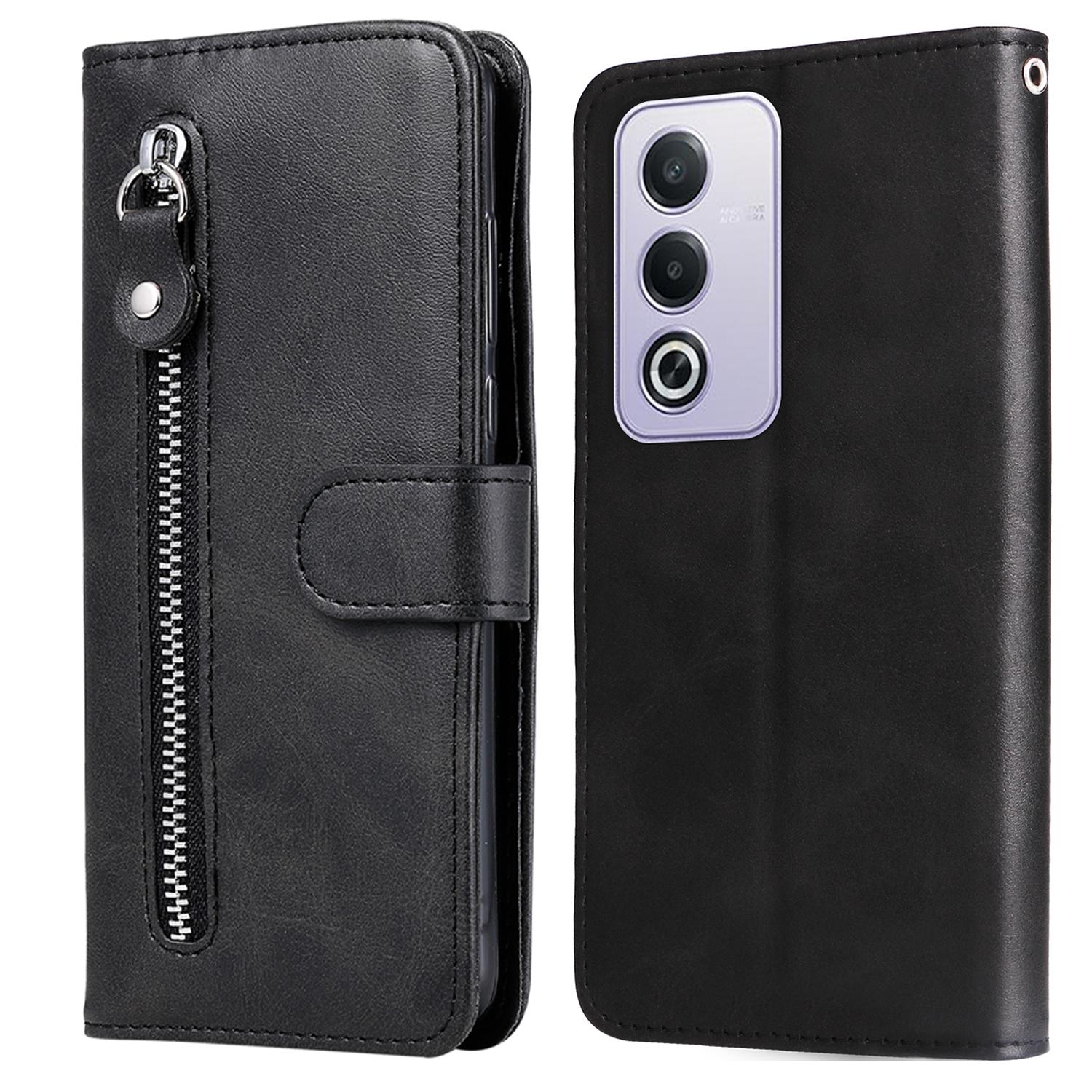 

For Oppo A3 Pro (Global) 5G/(India) 5G Case Zipper Wallet Calf Texture PU Leather Phone Cover A
