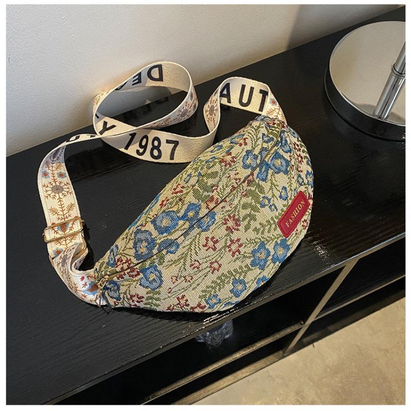 

Fresh and fashionable canvas bag literary niche fanny bag versatile dumpling bag women s crossbody shoulder bag