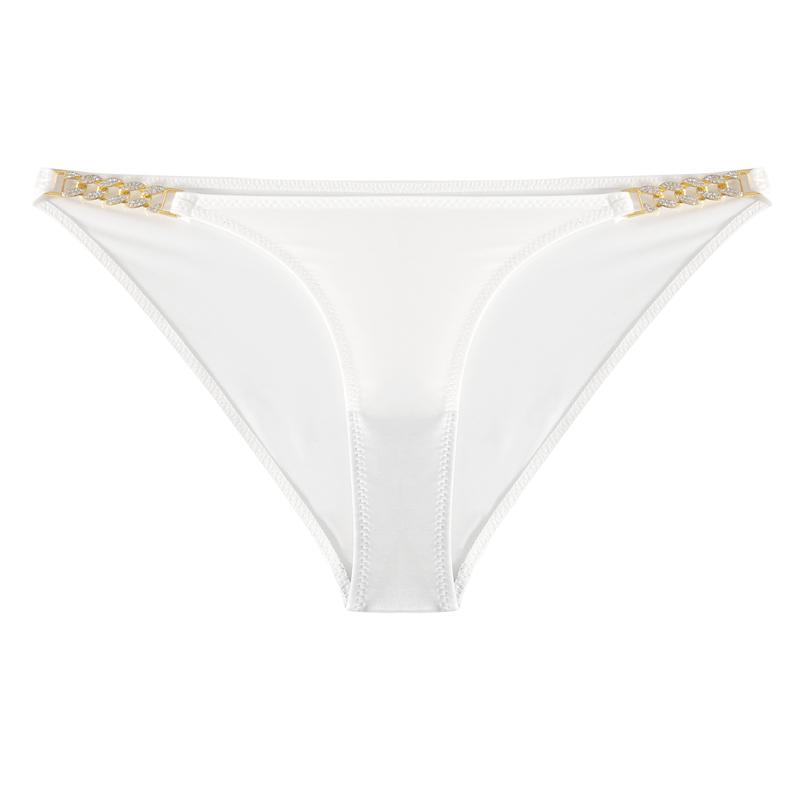 TERMEZY Chiloți sexy pentru femei, cu talie joasă, lenjerie de corp cu lanț de diamante, decorații metalice, slip pentru femei, lenjerie intimă