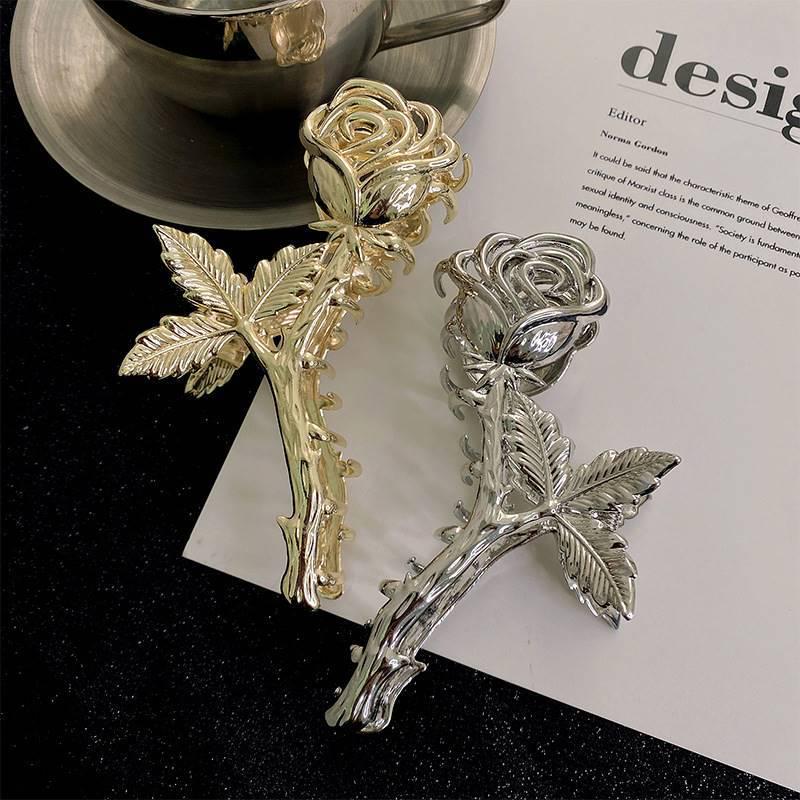 Rose Blume Metall Haarklammer - Retro Stil für Frauen