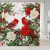 Merry Pink Christmas Shower Curtain,Cartoon Gingerbread Man Bathroom Curtain,Snowflakes Candy Fabric Shower Curtains,Happy New