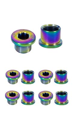 In 64 Samuriding Bicycle Chainring Bolt Titanium Set of 5 for Double Gear [Made Taiwan, Titanium] M8.5x6mm / M8.5x7mm Ti-6Al-4V (Rainbow)