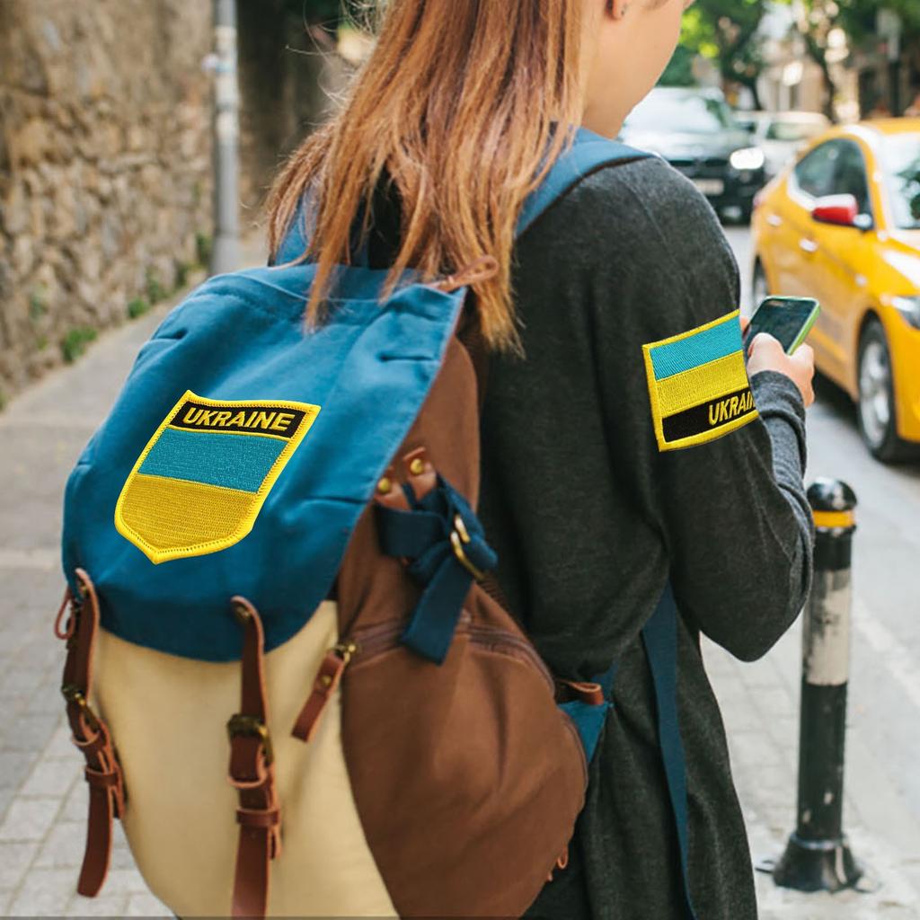 Ukraine Flag And Tryzub Ukrainian Coat Of Arms Shield Embroidery Patch Set