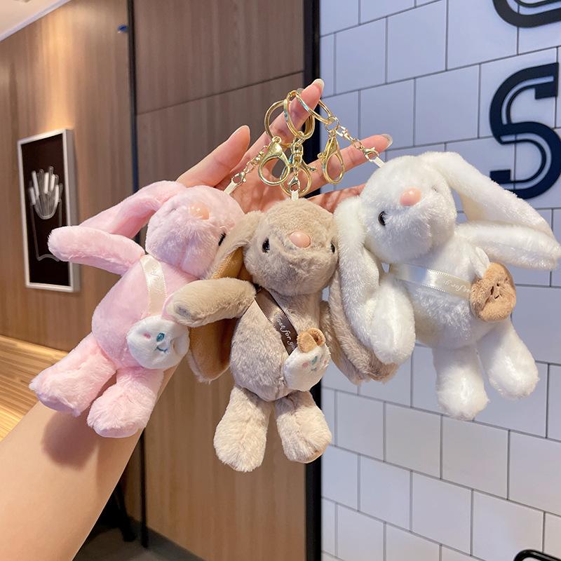 15cm Rabbit Keychain Pendant Doll Plush Toy  Mini Couple Backpack Pendant Doll Keychain