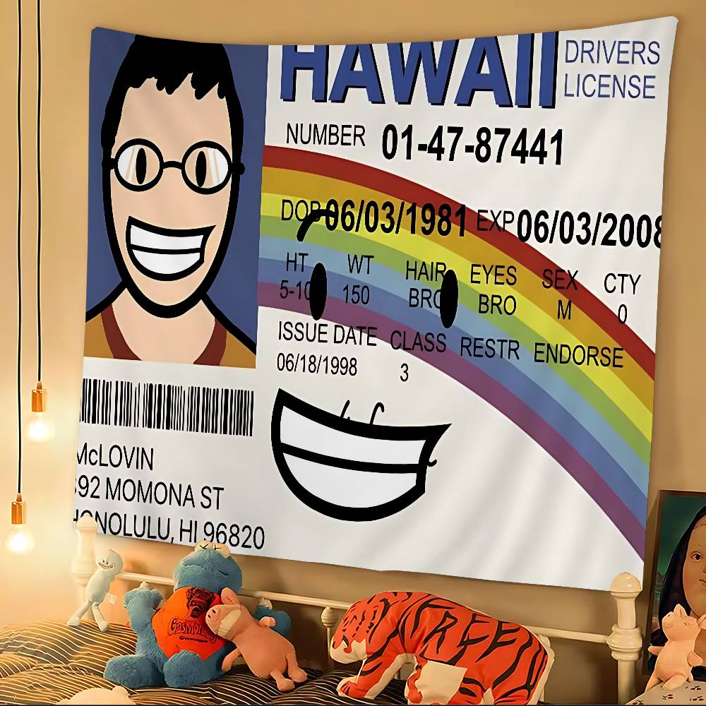 Mclovin Movie Superbad Printed Large Wall Tapestry Hanging Tarot Hippie Wall Rugs Dorm Cheap Hippie Wall Hanging