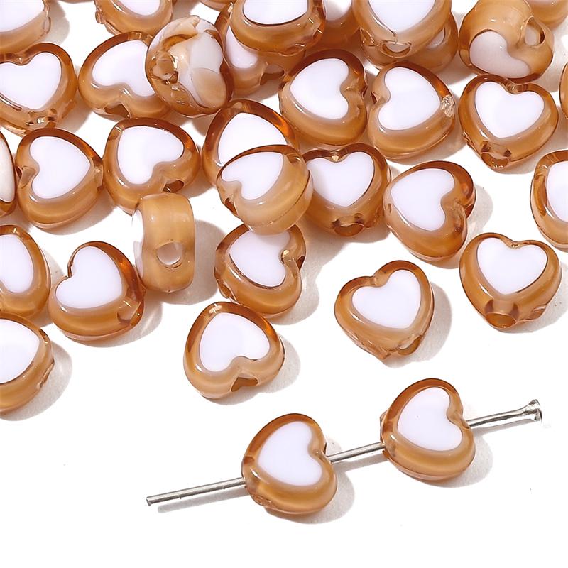 30Pcs Acrylic Heart Shape Beads Loose Spacer Beads for Jewelry Making DIY Bracelets Necklace