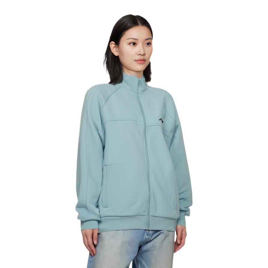 Li Ning Fitness Series Fw22 Solid Color Logo Zip Hoodie Women Hoodies Blue AWDRB06-3