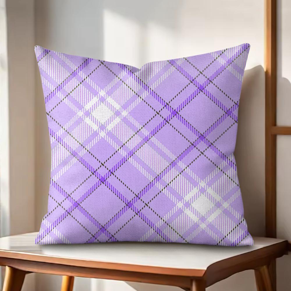 purple diamond pattern Cushion Cover Natural Linen Organic Fabric DoubleSided Printing Couch Pillow Covers Home Decor Gift