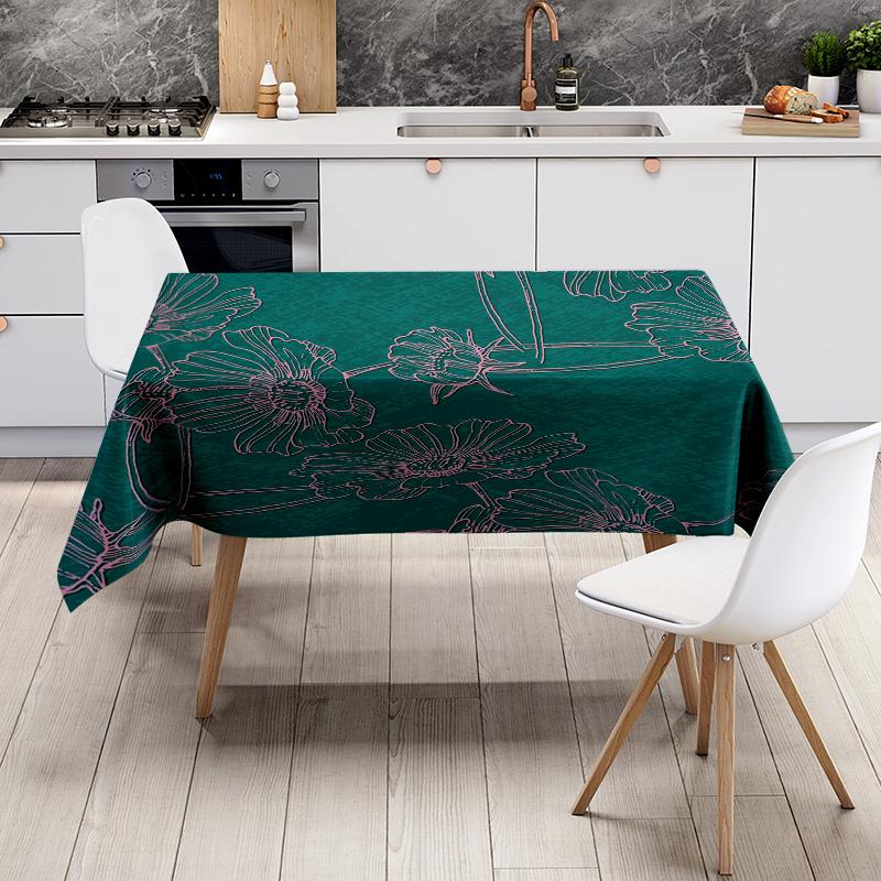 Green Floral Printed Tablecloth Rectangular Dining Room Decor High Quality Non-Slip Mat For Kitchen Home Party Supplies (M) Alie