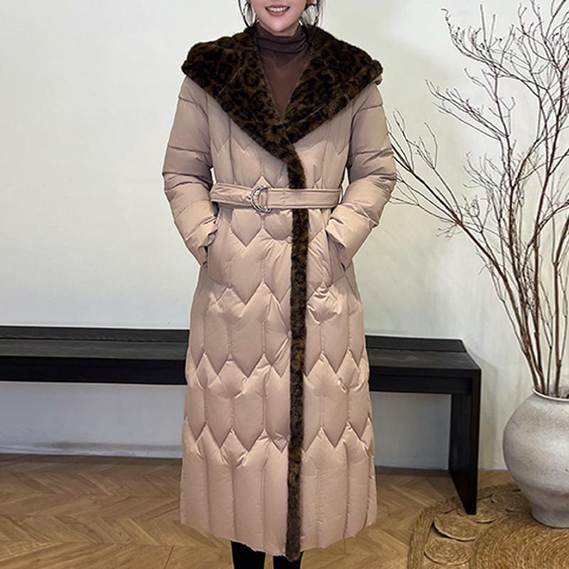 Plus Size L-7XL Fashion Winter Jackets Woman Long Parkas Hooded Faux Fur Collar Loose Thick Warm Overcoat Casual Women's Coats With Belt