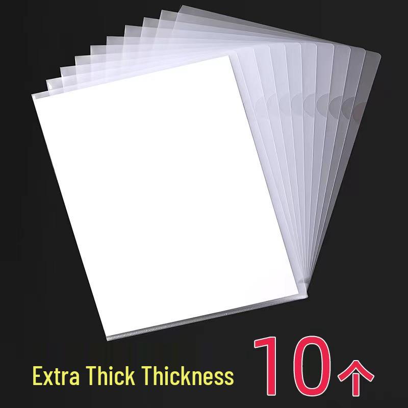 

Transparent A4 L-Shaped Two-Page Clip Folder - Thickened Single-Sheet File Organizer