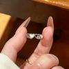 Korean Pink Drip Oil Heart Ring - Women's Fashion Adjustable Open Finger Jewelry