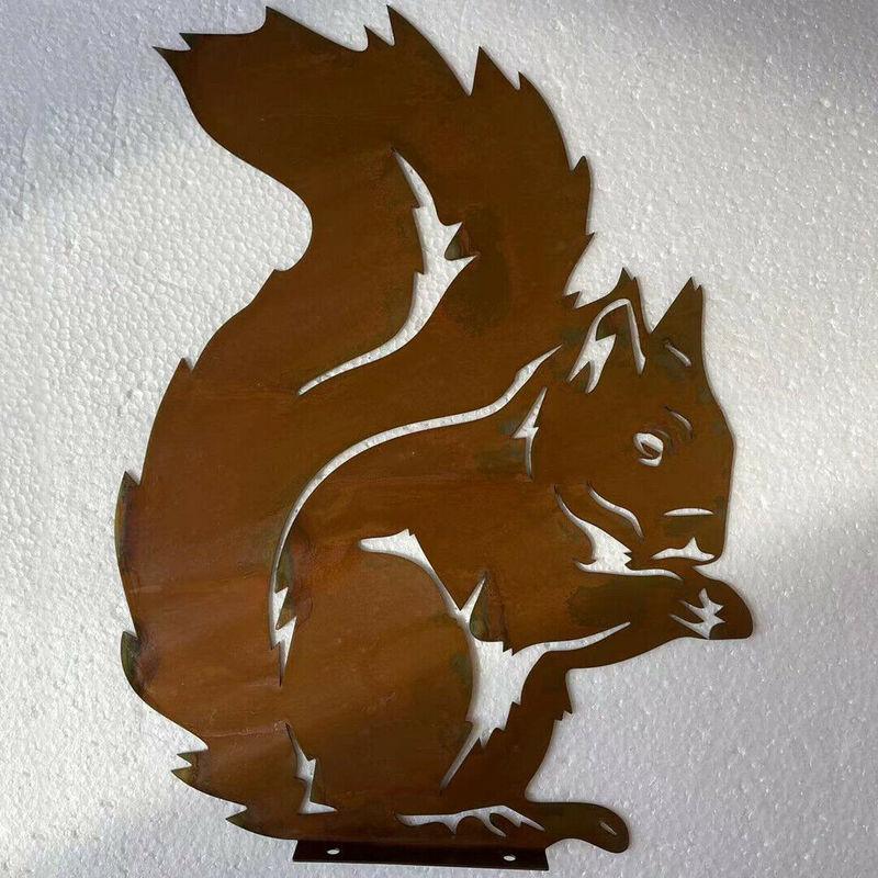 Metal Squirrel Steel Silhouette Metal Squirrel Silhouette Outdoor Decorations Stake Ornament Yard Art Garden Sculpture