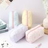 1pc Checkered Pencil Case Pink Bow Pattern Portable Stationery Organizer School Office Desk Essentials Travel Accessories