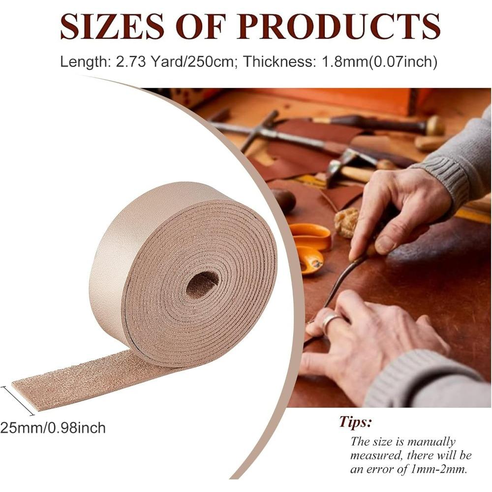 1 Inch Wide Single Side Leather Strip 98 Inch Long Double Sided Smooth Leather Strip for DIY Craft Projects Pet Collars Belts