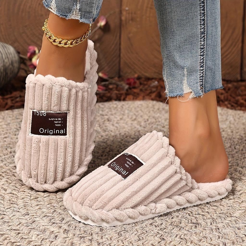 Winter Home New Cotton Slippers, Cross-border Leisure and Comfortable Furniture, Cotton Shoes with Added Velvet On One Foot, Cotton Slippers