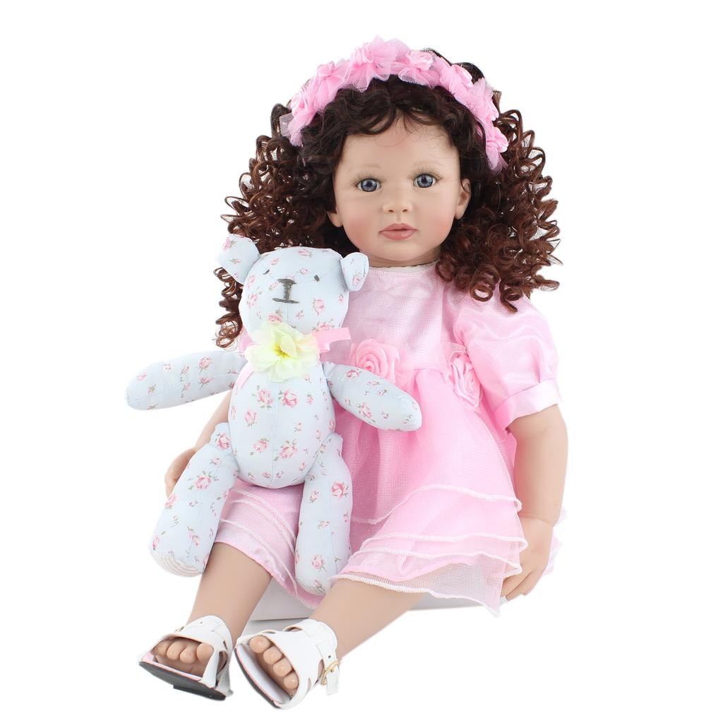 BZDOLL 60 cm Weiche Silikon Reborn Kleinkind Puppe Für Mädchen Tuch Körper Rosa Kleid Prinzessin Baby Schöne Kinder Geburtstag Geschenk spielen Haus Spielzeug