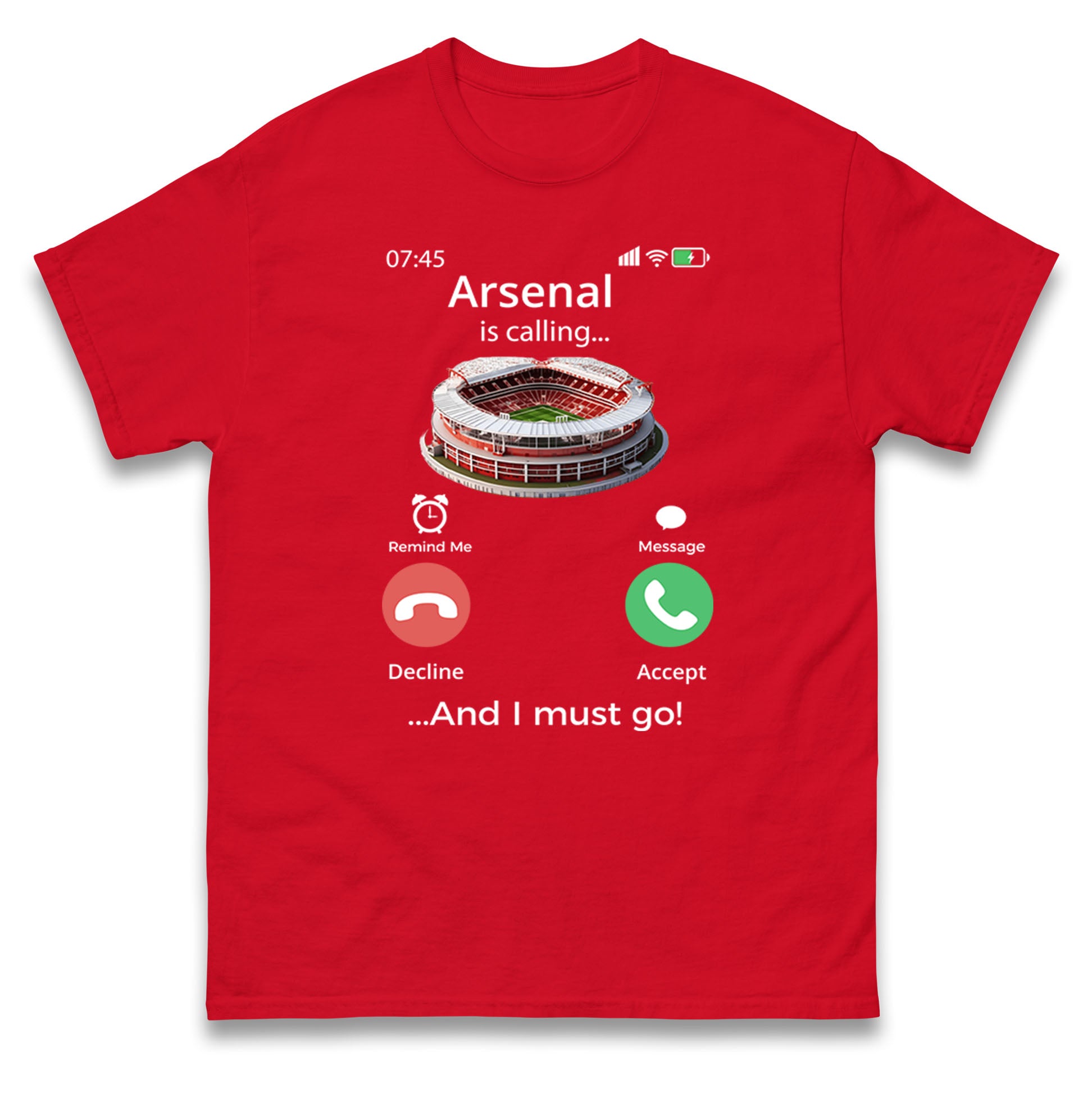 Arsenal is Calling and I Must Go Mens T Shirt Womens Tops Tees 4XL
