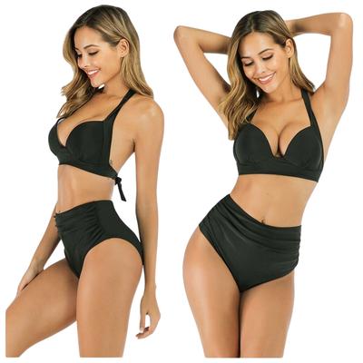 Two-piece Swimsuit with High Waist, Push Up, Slimming, Black M Two-piece Swimsuit with High Waist, Push Up, Slimming, Black M