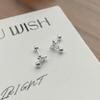 S999 Sterling Silver Small Bow Bead Stud Earrings for Women - Simple, Sweet Jewelry