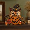 Vintage Wooden Halloween Pumpkin Tabletop Decor with Distressed for Shelf and Mantel Home