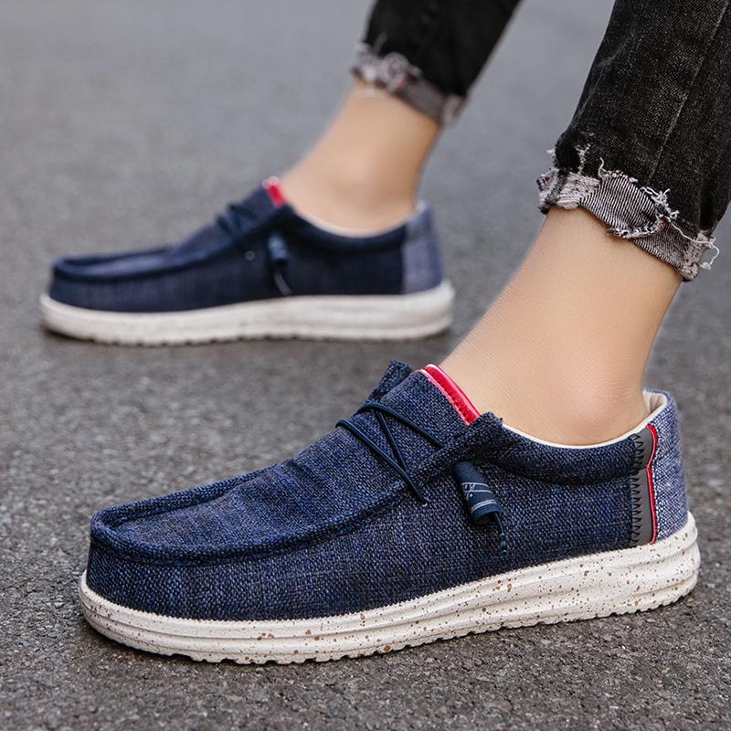Men's Canvas Casual Shoes Lightweight Loafers Soft Shoe Vulcanized Shoe Driving Flat Shoes Covers Outdoor Walking Shoes 2025