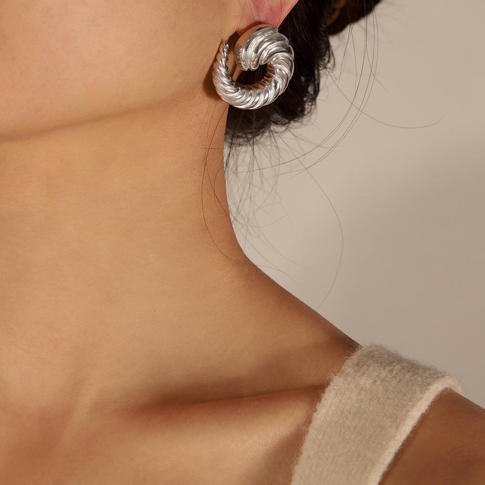 Trend Earrings for Women Stainless Steel Telix Twisted Luxury Stud Earrings Girls High-End Zircon Accessories