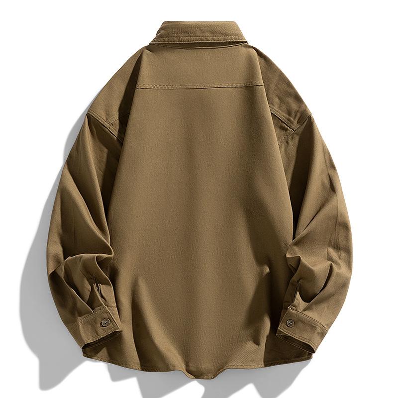 Spring and Autumn New Men's Korean Lapel Car Logo Retro Stylish Shirt Trendy Internet Celebrity Same Style Cotton Jacket