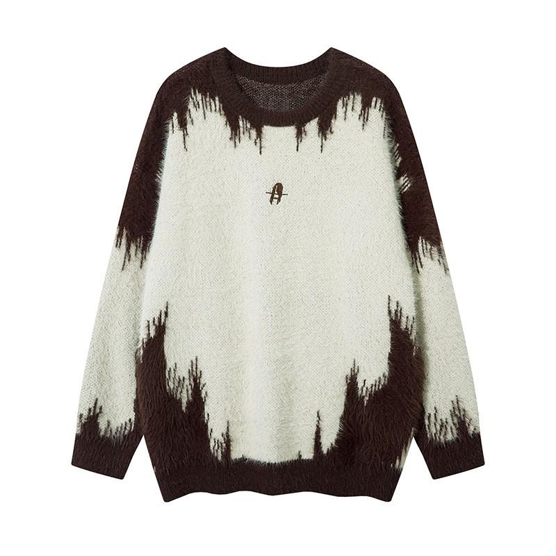 Unisex Oversized Cozy Knit Sweater With Faux Mink Texture Streetwear Style Winter Warm Pullover Youth