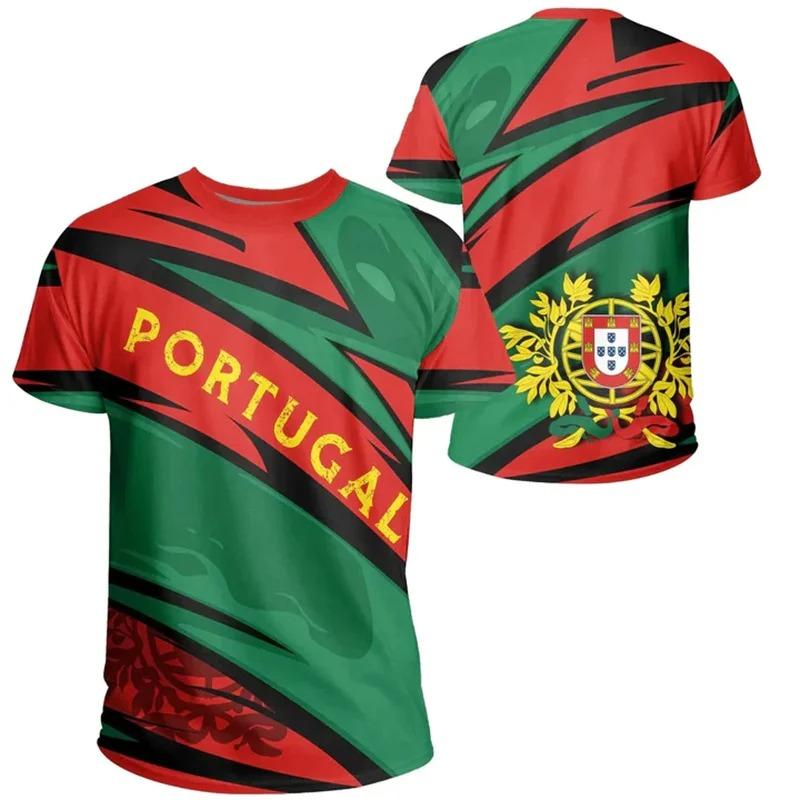 3D Portugal National Emblem Graphic T Shirt for Men Clothing Casual Unisex Short Sleeved Tee Shirts Streetwear Y2k Tops T-shirt