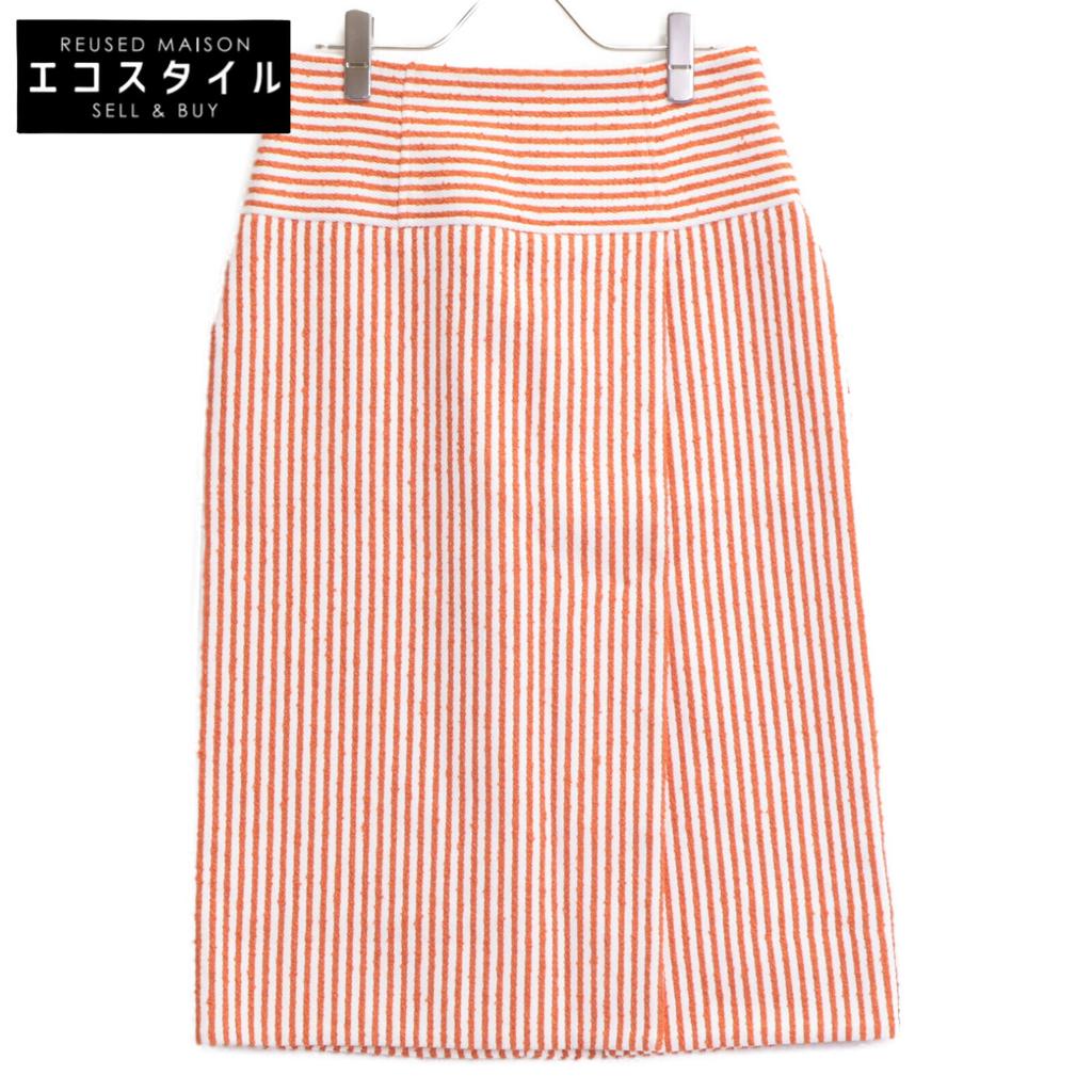 ROCHAS 24 ROPA35175A Orange x White Striped Skirt skirt 40 orange/whiteUsed