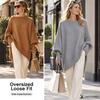 Poncho Oversize da Donna Maglione a Maglia Girocollo Maniche a Pipistrello Ampio Tinta Unita Pullover Autunno Inverno Maglione