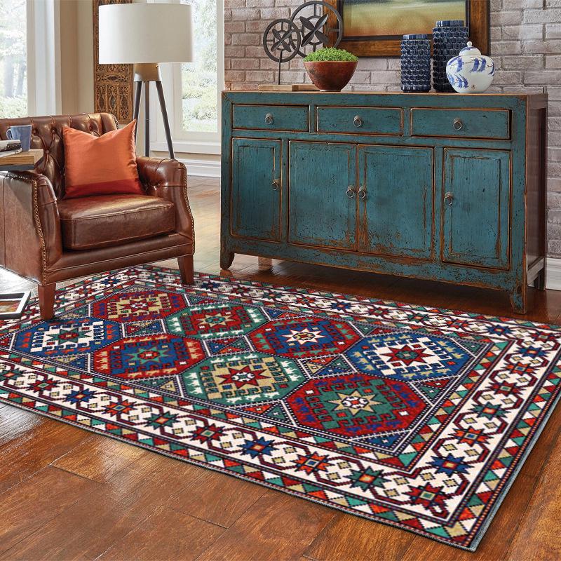 Ethnic Style Non-Slip Floor Mat - Dustproof, Stain & Wear Resistant for Hallway, Living Room, Bedroom, Entrance, Study; Easy Care.