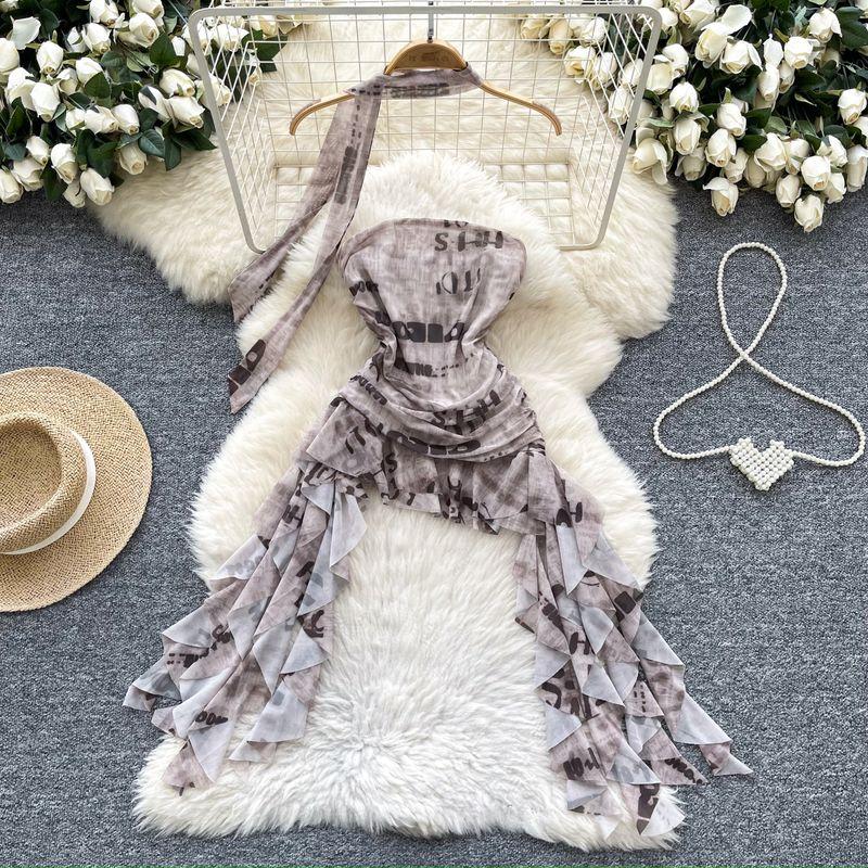 Cool Style Letter Tube Top Vest Women Summer New Ribbon Slim Fit Chic Niche Beautiful Fried Street Pure Desire Top