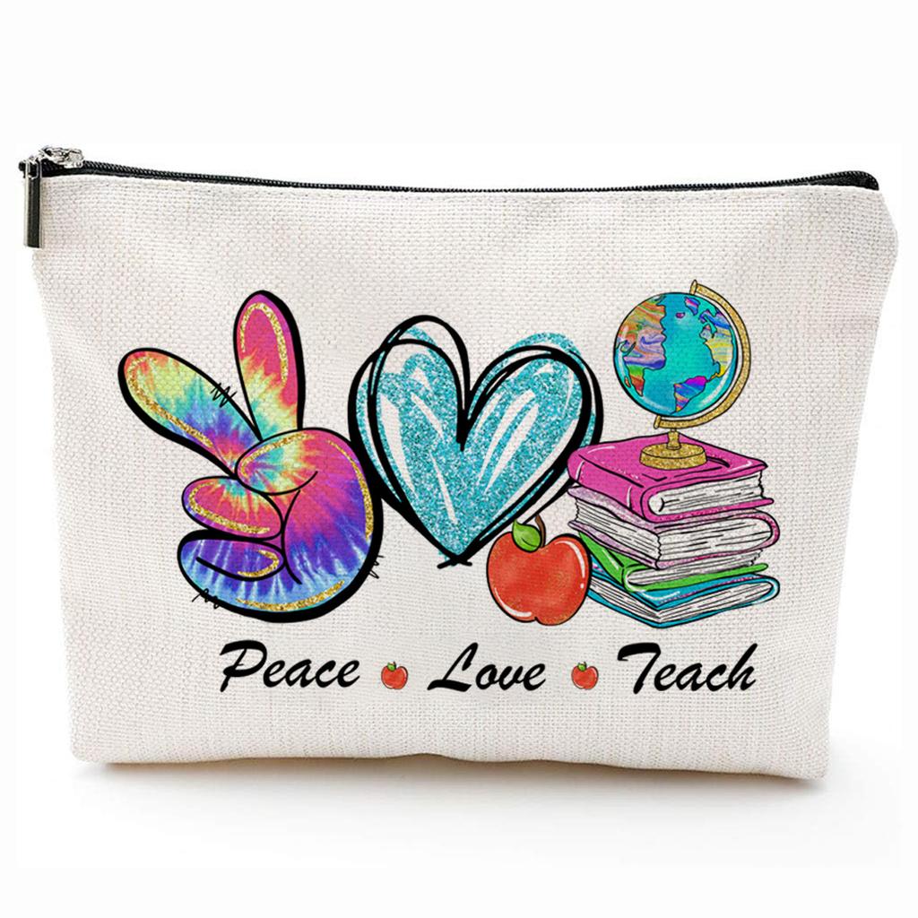 Teacher Gifts Teacher Appreciation Gifts Thank You Teacher Gift Bags Zipper Cosmetic Makeup Bag Canvas Pencil Pouch