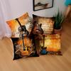 Retro guitar sheet music pillowcase, pillowcase ultra-soft polyester material living room sofa back car pillowcase decoration