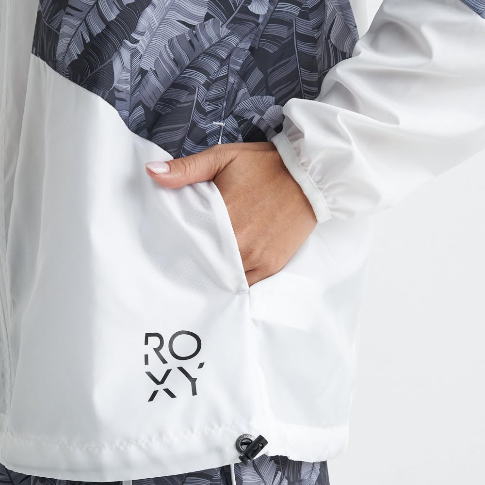 Roxy Print Hooded Jacket Medium Women's Water-Repellent (RJK241504) White,