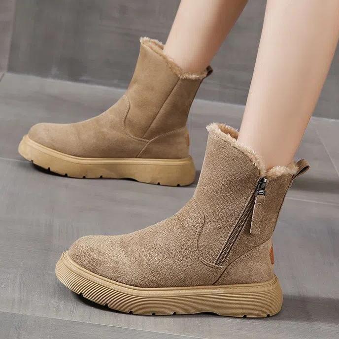 Große Schneestiefel für Damen, kurze Winterstiefel für Damen, dicke warme Baumwollstiefel