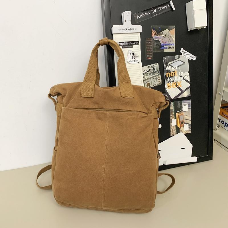 Plátěný jednobarevný studentský školní batoh Pánský velkokapacitní cestovní batoh