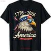 Patriotic Eagle With Shades 250 Years USA T Shirt Vintage Washed Top For Everyday Wear Graphic Casual Stretched Unisex Stylish