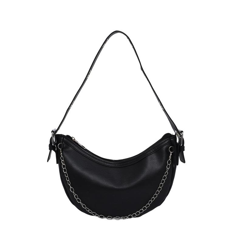 

Супер горячая сумка женская 2025 новая нишевый дизайн цепочка сумка под мышкой сумка-пельмень высококлассная на плечо через плечо чёрный