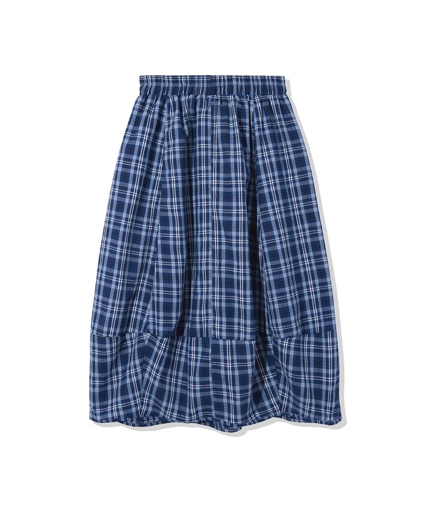 Lense Pumpkin Banding Skirt Blue Check