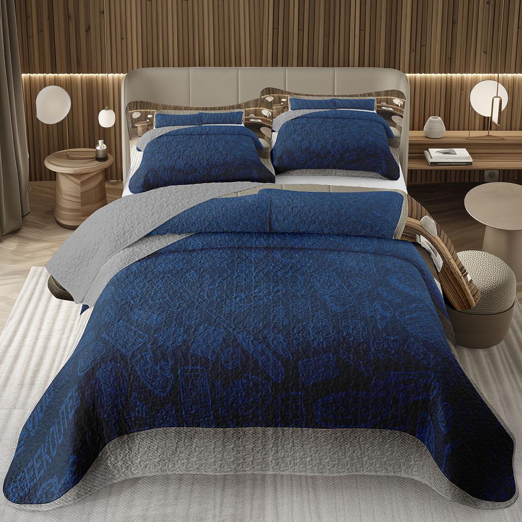 Gamer Bedspread Gaming Coverlet Cool Games Gamepad Bedding Set For Kids Teen Game Room Decor Game Controller Quilted Bed Cover