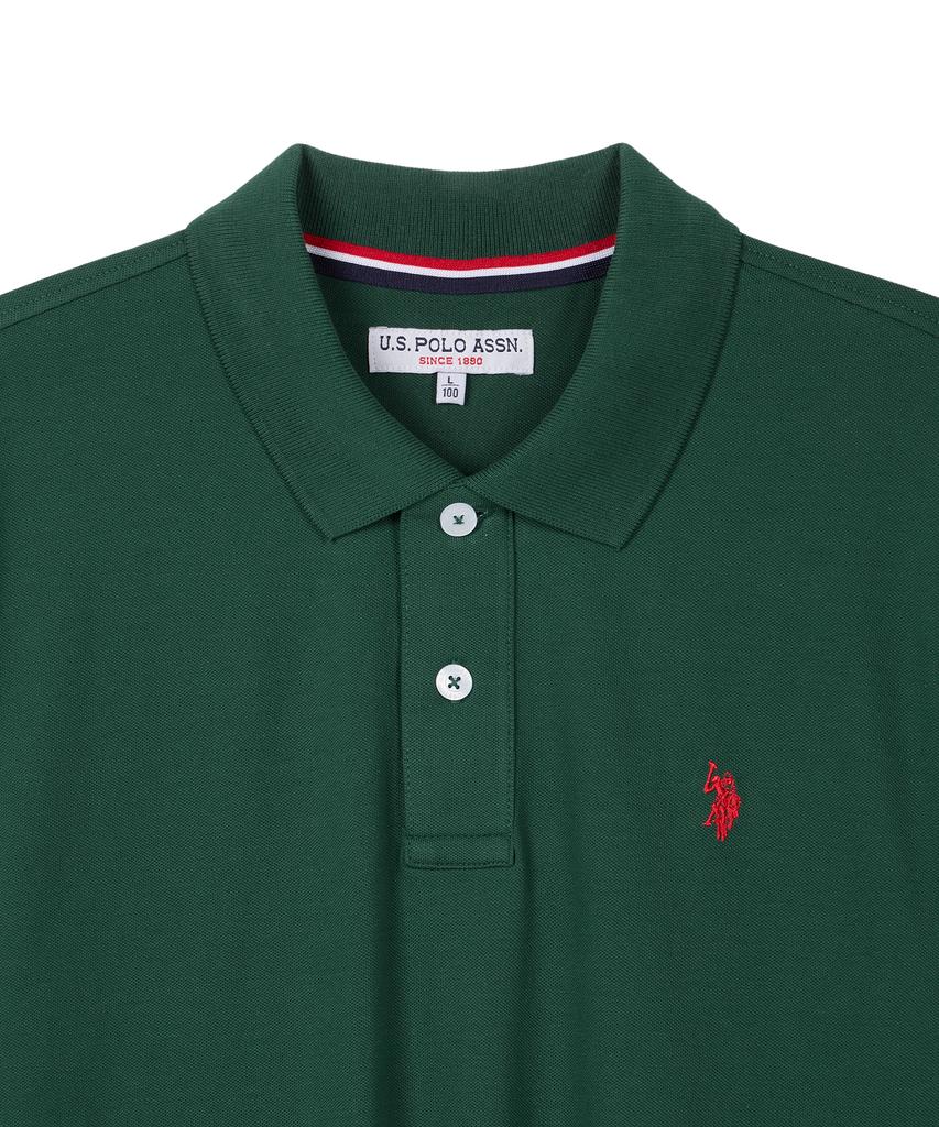 USPOLOASSN Cotton Blend Long Sleeve Collared T-Shirt_Green