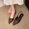 Women's Leather Pointed Toe Slingback Slip-on Flats Sandals Soft Comfortable Casual Female Summer Daily Footwear Shoes