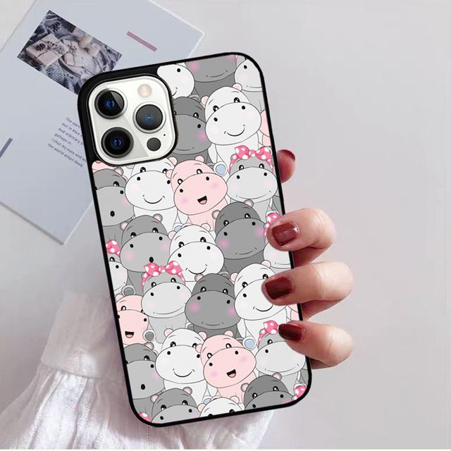 Cartoon Hippos Pattern Phone Case Back Cover for IPhone 18 17 Air 16 15 14 13 11 12 Pro Max Plus Shell Coque