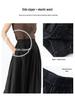 Xin Ge Stylish Black Sleeveless Suit Vest & Pleated Linen Skirt Set