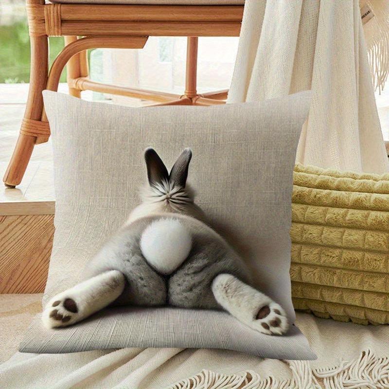 Cute Animal Print Pillowcase: 2D Flat Printing, Non-real Embroidery, Night Sofa  Night Sofa Cushion